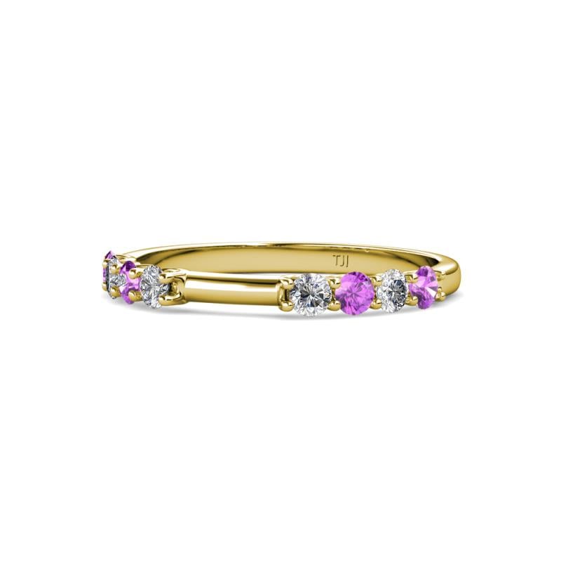 Alicia 2.60 mm Amethyst and Diamond 8 Stone Wedding Band 
