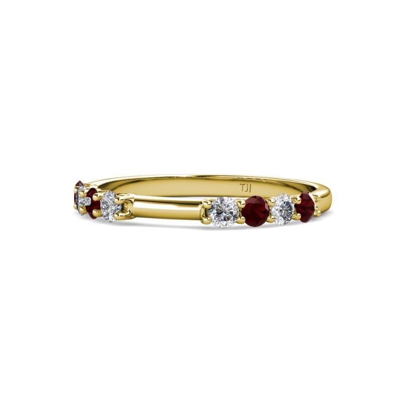 Alicia 2.60 mm Red Garnet and Diamond 8 Stone Wedding Band 