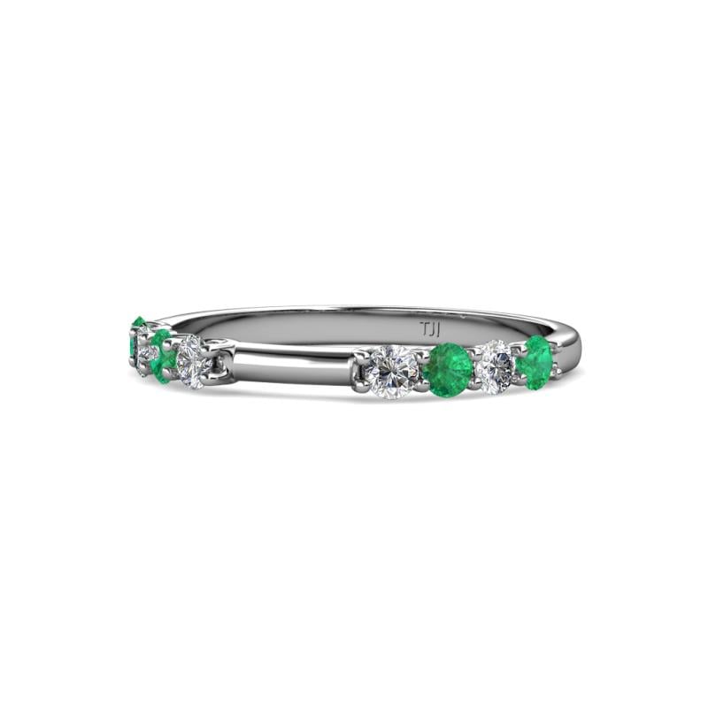 Alicia 2.60 mm Emerald and Diamond 8 Stone Wedding Band 