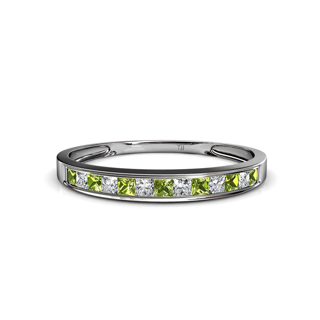 Aqilia 2.00 mm Peridot and Diamond 13 Stone Wedding Band 