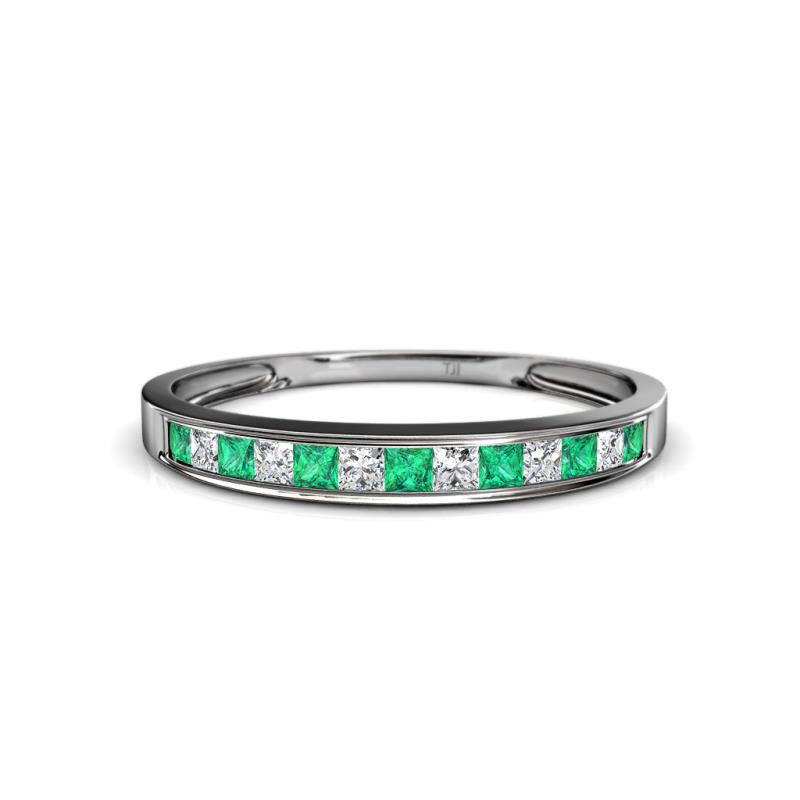 Aqilia 2.00 mm Emerald and Diamond 13 Stone Wedding Band 