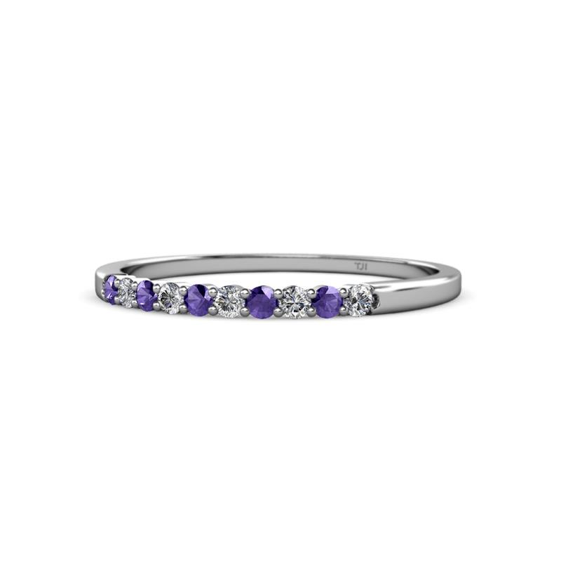Clara 1.80 mm Iolite and Lab Grown Diamond 10 Stone Wedding Band 