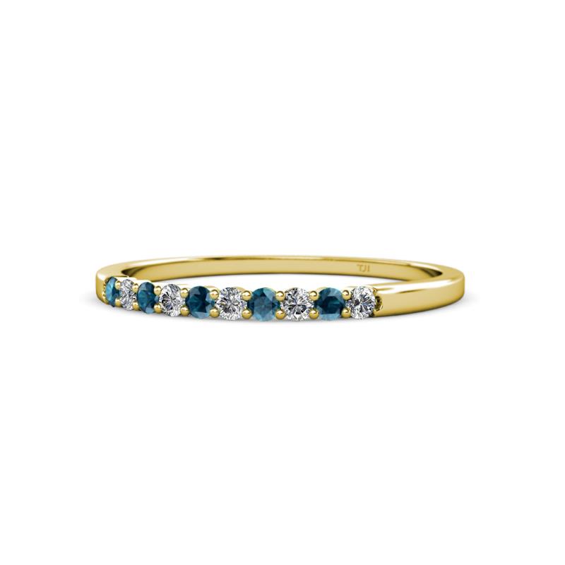 Clara 2.00 mm London Blue Topaz and Diamond 10 Stone Wedding Band 