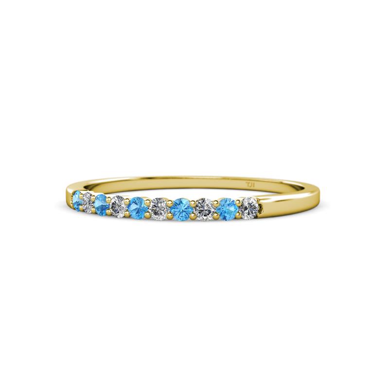 Clara 2.00 mm Blue Topaz and Lab Grown Diamond 10 Stone Wedding Band 