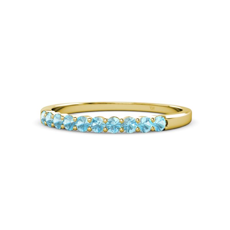 Clara 2.40 mm Aquamarine 10 Stone Wedding Band 
