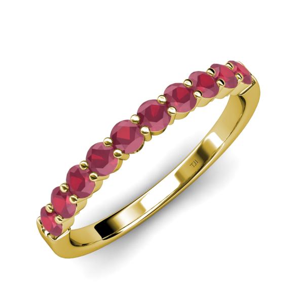 Clara 2.40 mm Ruby 10 Stone Wedding Band 