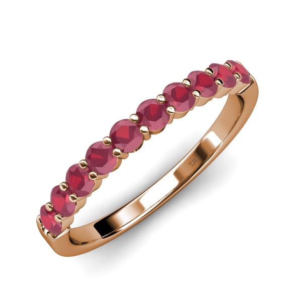 Clara 2.40 mm Ruby 10 Stone Wedding Band 