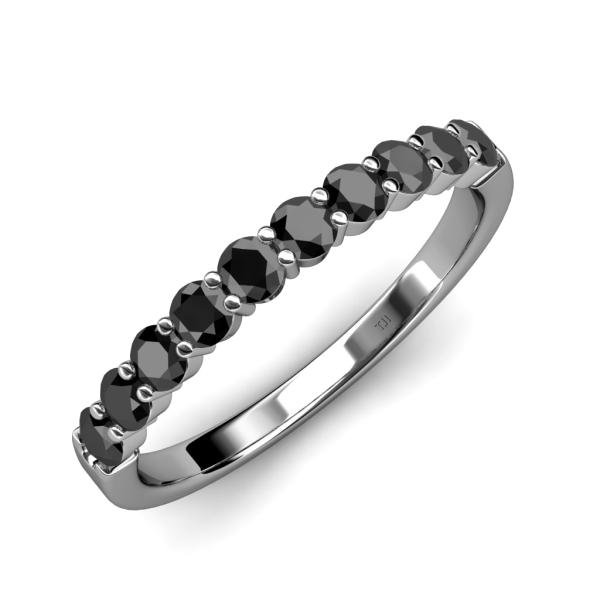 Clara 2.40 mm Black Diamond 10 Stone Wedding Band 