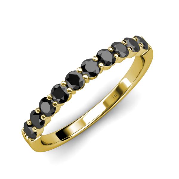 Clara 2.40 mm Black Diamond 10 Stone Wedding Band 