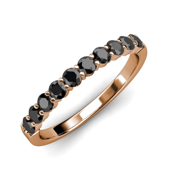 Clara 2.40 mm Black Diamond 10 Stone Wedding Band 