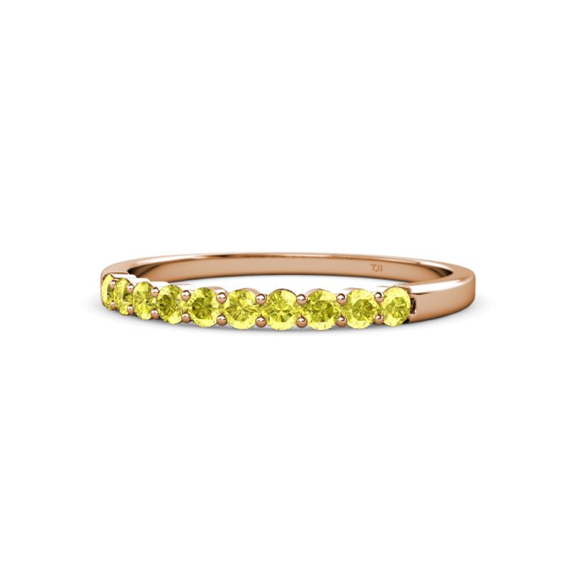 Clara 2.40 mm Yellow Diamond 10 Stone Wedding Band 
