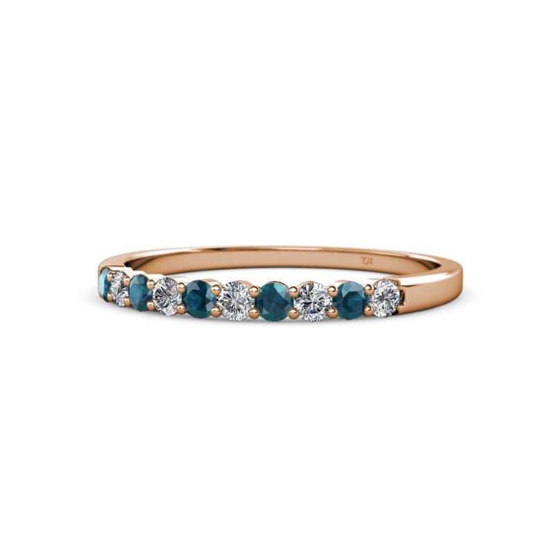 Clara 2.40 mm London Blue Topaz and Diamond 10 Stone Wedding Band 