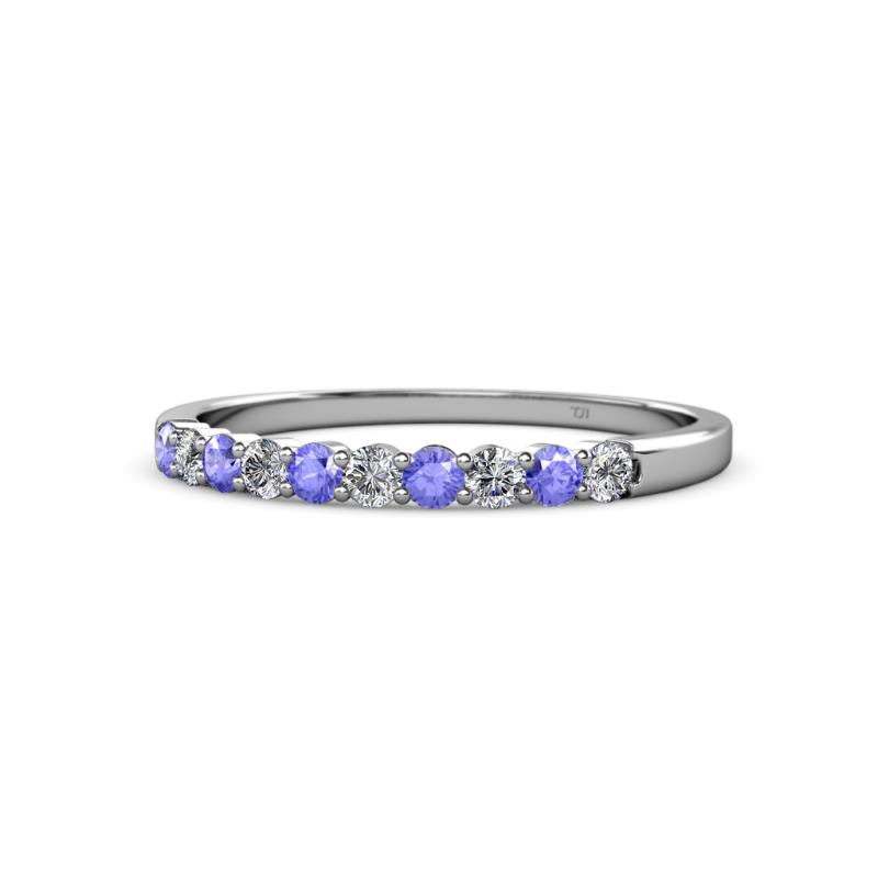 Clara 2.40 mm Tanzanite and Lab Grown Diamond 10 Stone Wedding Band 
