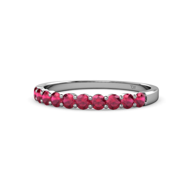 Clara 2.70 mm Ruby 10 Stone Wedding Band 