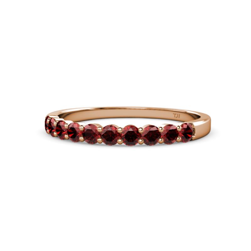 Clara 2.70 mm Red Garnet 10 Stone Wedding Band 
