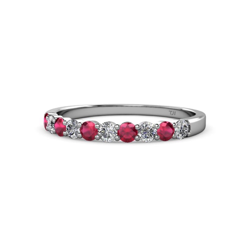 Clara 2.70 mm Ruby and Diamond 10 Stone Wedding Band 