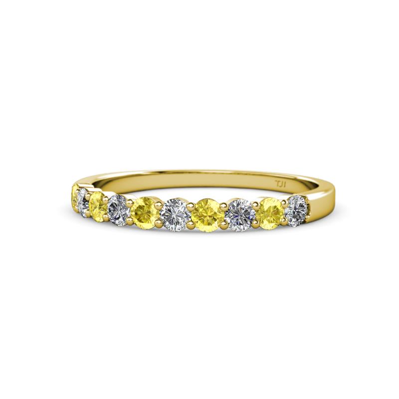 Clara 2.70 mm Yellow Sapphire and Diamond 10 Stone Wedding Band 