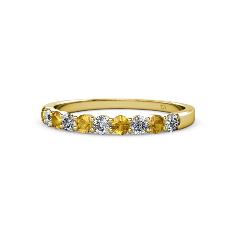 Clara 2.70 mm Citrine and Diamond 10 Stone Wedding Band 