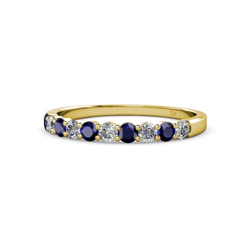 Clara 2.70 mm Blue Sapphire and Lab Grown Diamond 10 Stone Wedding Band 