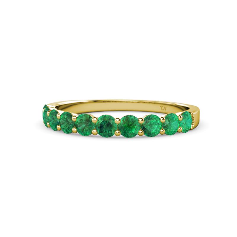 Clara 3.00 mm Emerald 10 Stone Wedding Band 