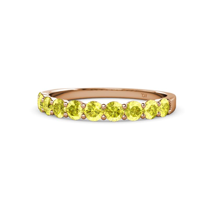 Clara 3.00 mm Yellow Diamond 10 Stone Wedding Band 