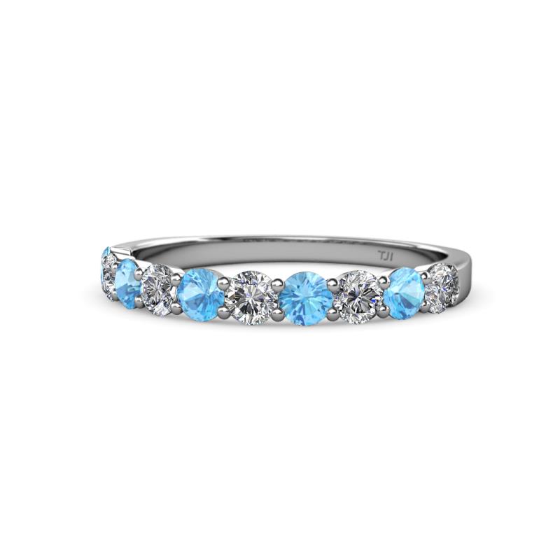 Clara 3.00 mm Blue Topaz and Diamond 10 Stone Wedding Band 