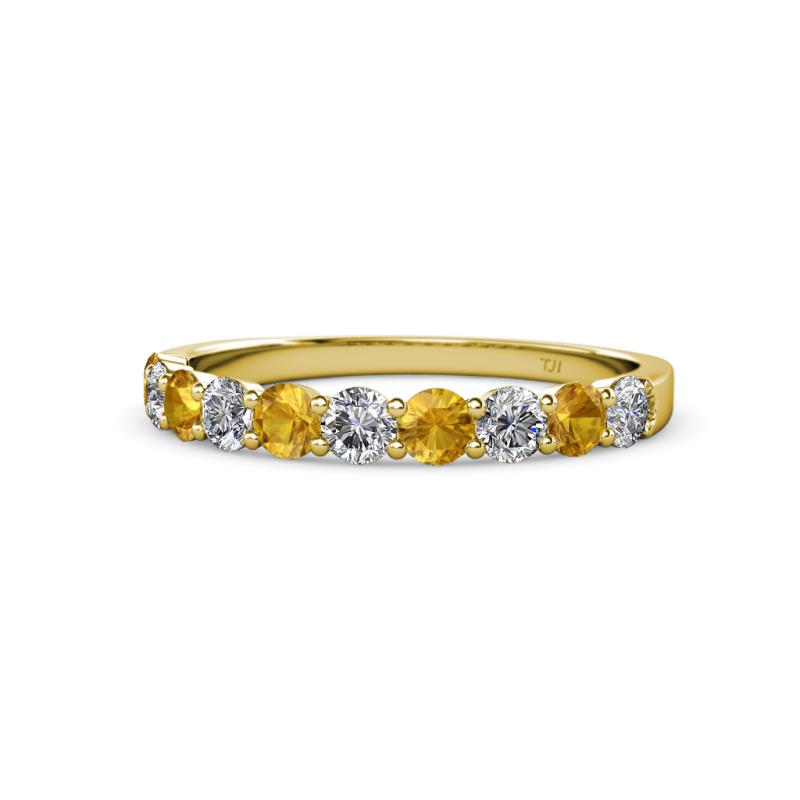 Clara 3.00 mm Citrine and Diamond 10 Stone Wedding Band 