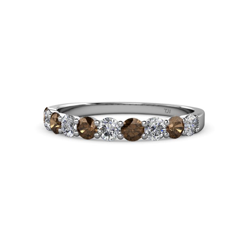 Clara 3.00 mm Smoky Quartz and Diamond 10 Stone Wedding Band 