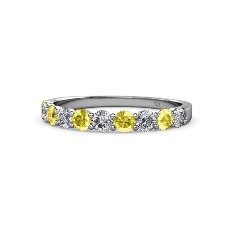 Clara 3.00 mm Yellow Sapphire and Lab Grown Diamond 10 Stone Wedding Band 