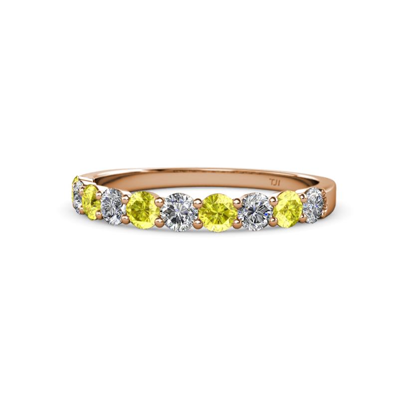 Clara 3.00 mm Yellow Diamond and Lab Grown Diamond 10 Stone Wedding Band 