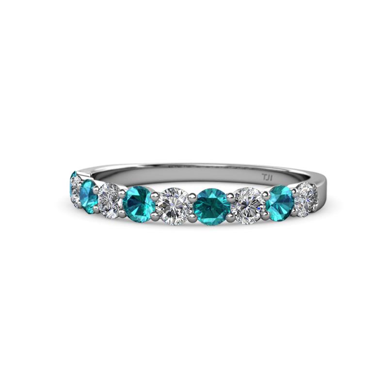 Clara 3.00 mm London Blue Topaz and Lab Grown Diamond 10 Stone Wedding Band 