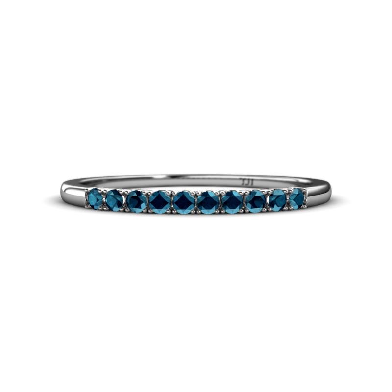 Emlynn 2.00 mm Blue Diamond 10 Stone Wedding Band 