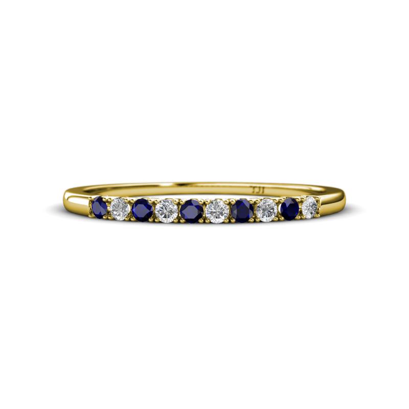 Emlynn 2.00 mm Blue Sapphire and Diamond 10 Stone Wedding Band 
