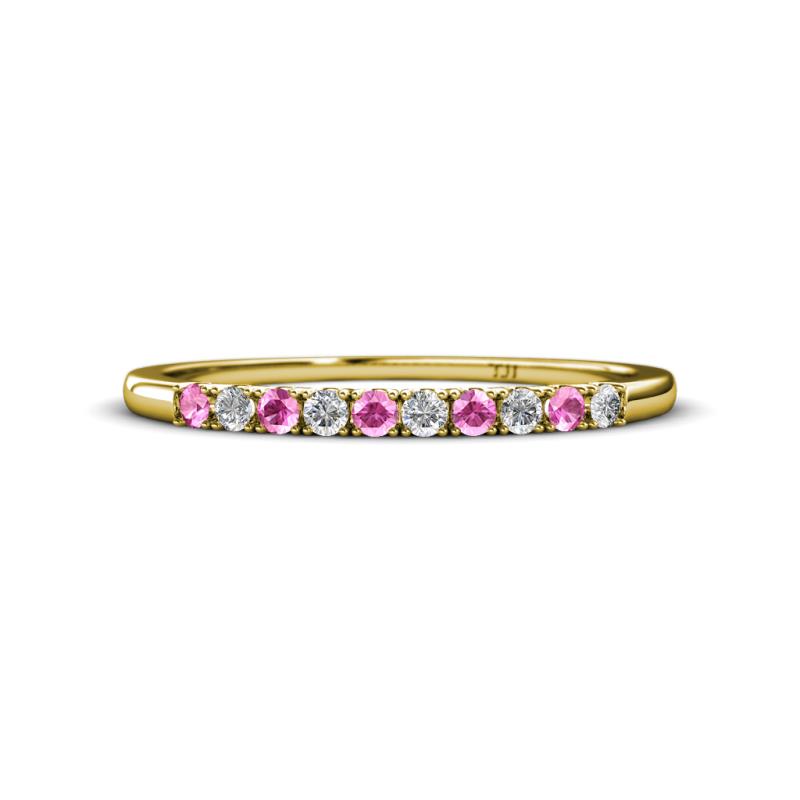 Emlynn 2.00 mm Pink Sapphire and Diamond 10 Stone Wedding Band 