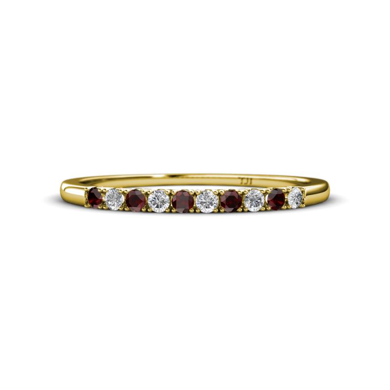 Emlynn 2.00 mm Red Garnet and Diamond 10 Stone Wedding Band 