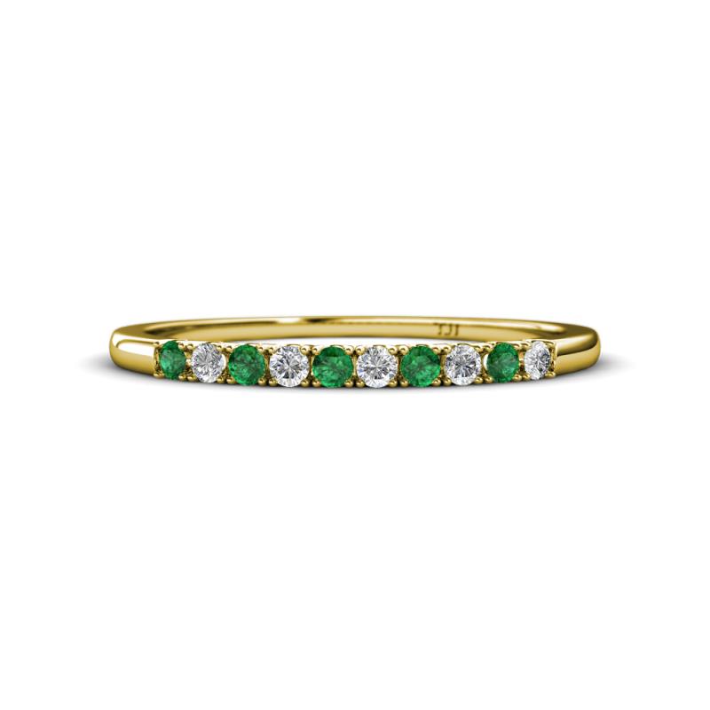 Emlynn 2.00 mm Emerald and Diamond 10 Stone Wedding Band 