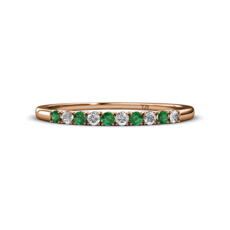Emlynn 2.00 mm Emerald and Diamond 10 Stone Wedding Band 
