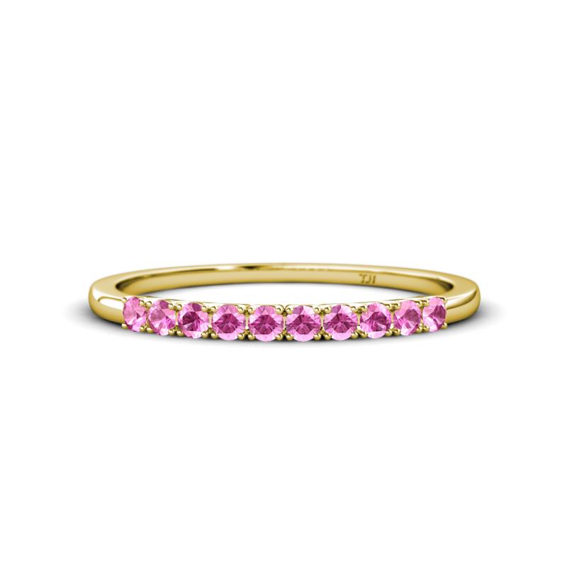 Emlynn 2.40 mm Pink Sapphire 10 Stone Wedding Band 