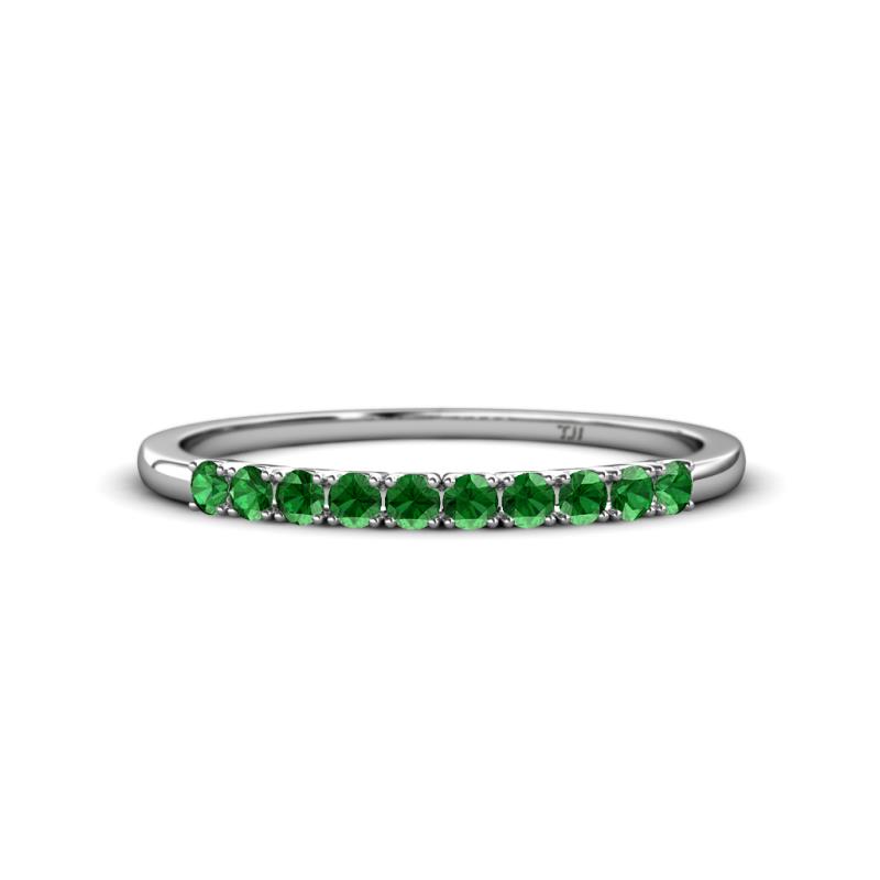 Emlynn 2.40 mm Green Garnet 10 Stone Wedding Band 