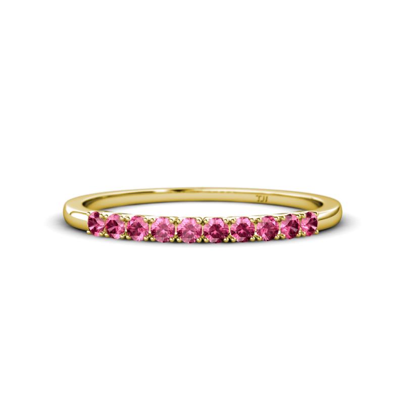 Emlynn 2.40 mm Pink Tourmaline 10 Stone Wedding Band 