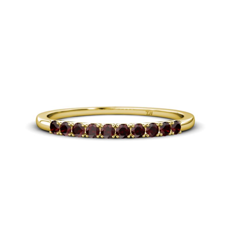 Emlynn 2.40 mm Red Garnet 10 Stone Wedding Band 