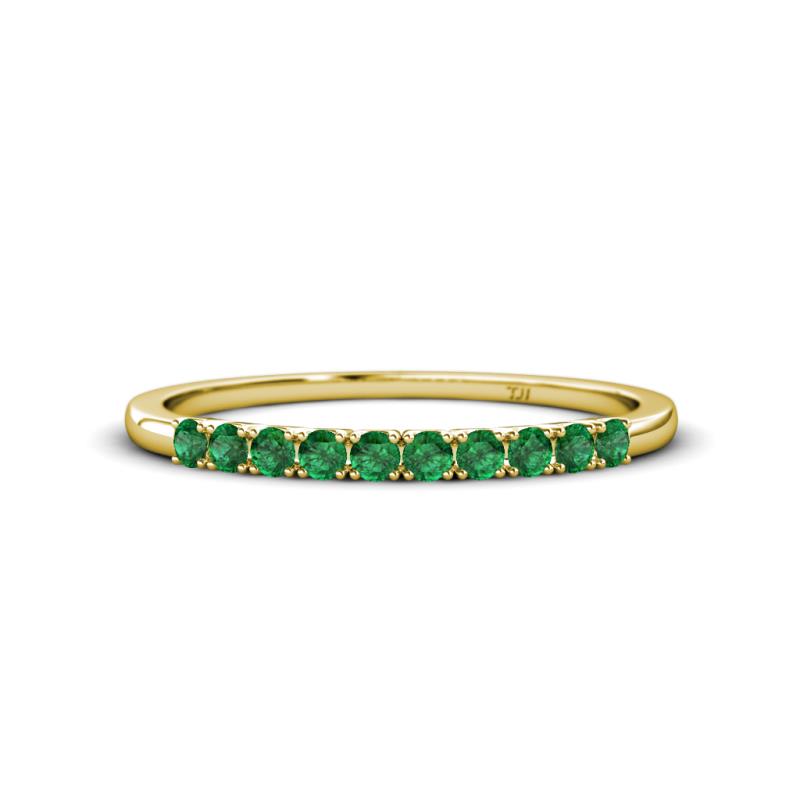 Emlynn 2.40 mm Emerald 10 Stone Wedding Band 
