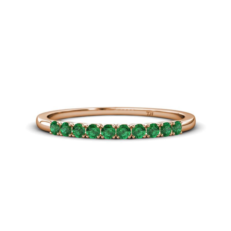 Emlynn 2.40 mm Emerald 10 Stone Wedding Band 