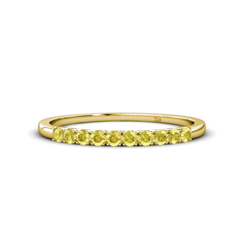 Emlynn 2.40 mm Yellow Sapphire 10 Stone Wedding Band 