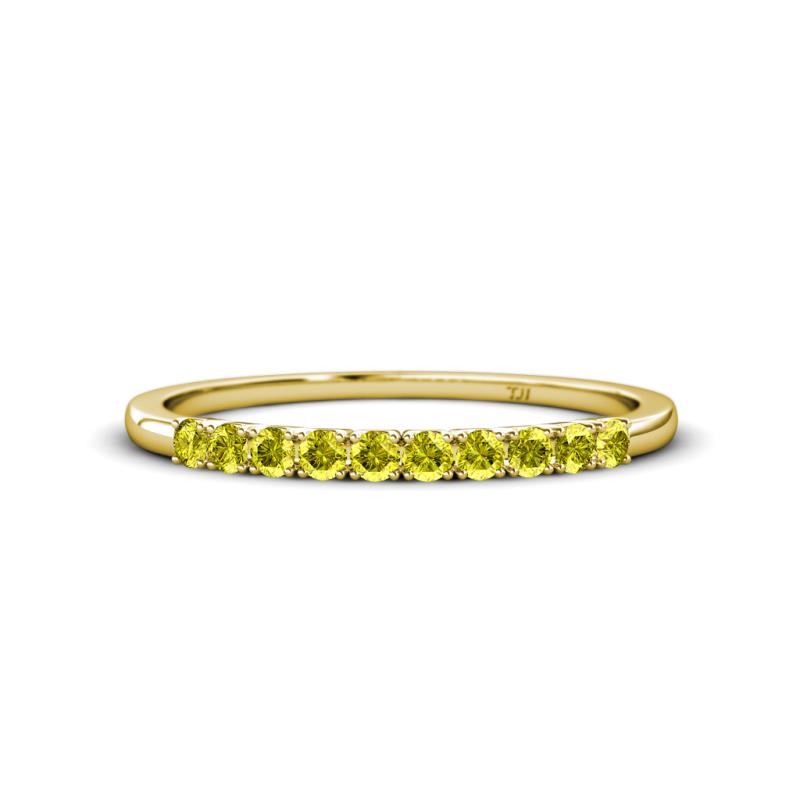 Emlynn 2.40 mm Yellow Diamond 10 Stone Wedding Band 