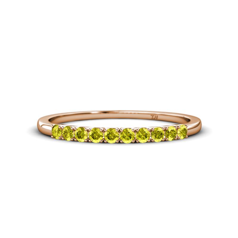 Emlynn 2.40 mm Yellow Diamond 10 Stone Wedding Band 