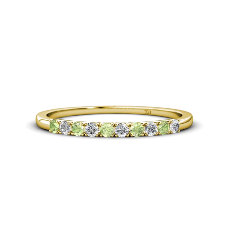 Emlynn 2.40 mm Peridot and Diamond 10 Stone Wedding Band 