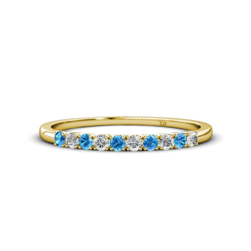Emlynn 2.40 mm Blue Topaz and Lab Grown Diamond 10 Stone Wedding Band 