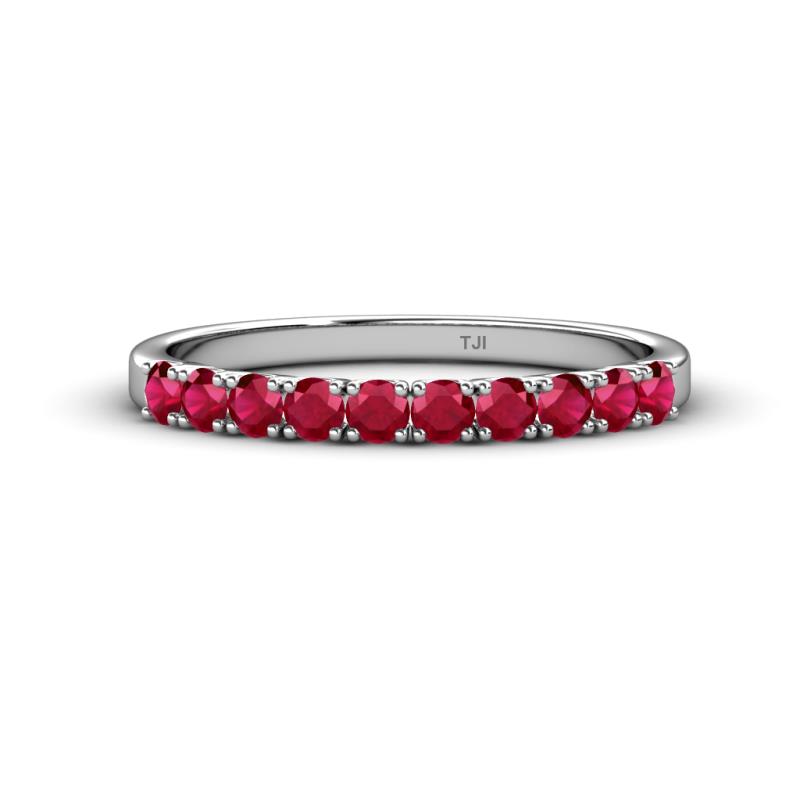 Emlynn 2.70 mm Ruby 10 Stone Wedding Band 