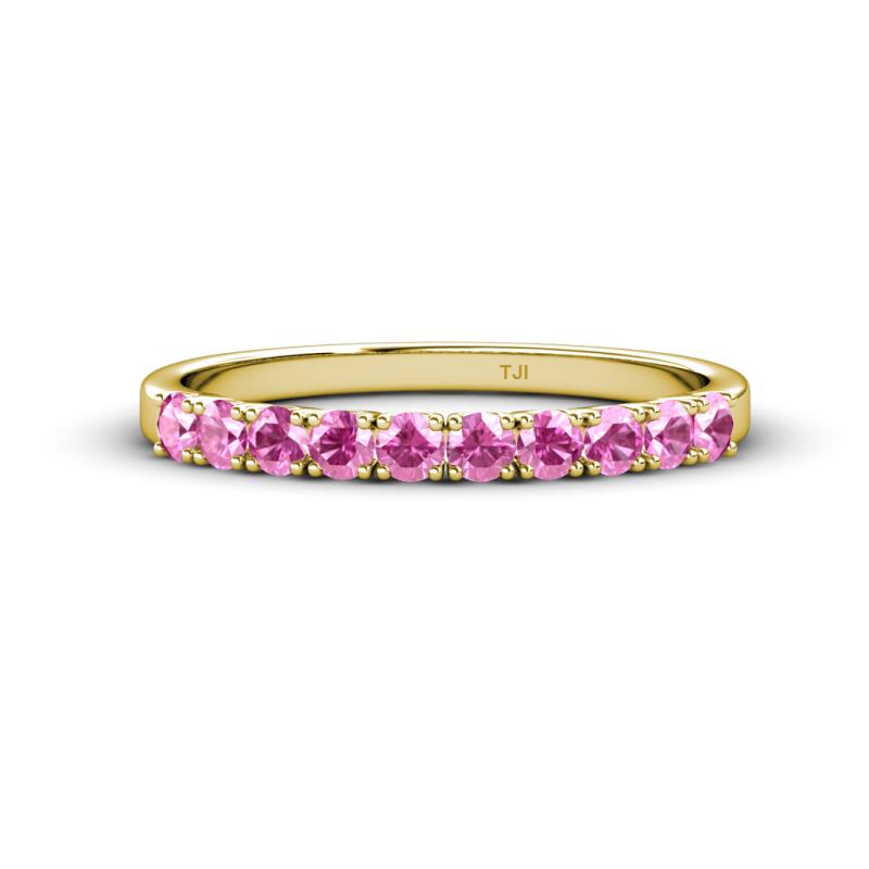 Emlynn 2.70 mm Pink Sapphire 10 Stone Wedding Band 